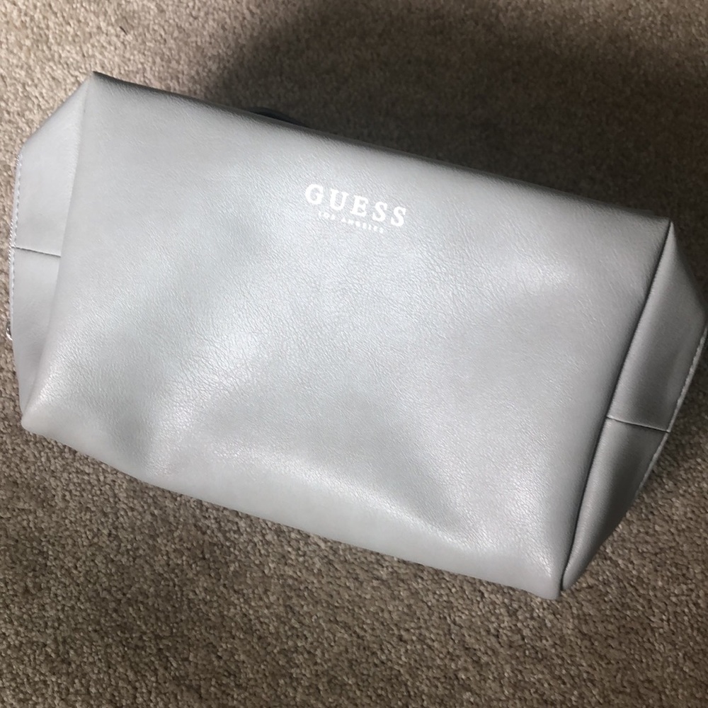 Guess light grey soft faux leather cosmetic case/ bag